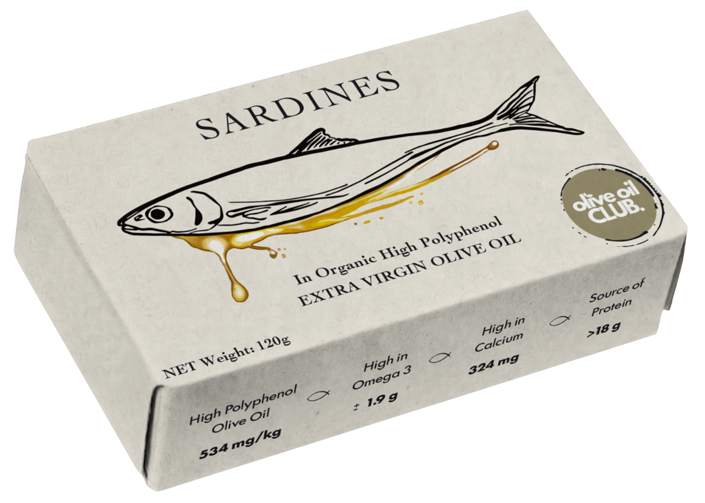 Premium Sardines in Organic, High Polyphenol Extra Virgin Olive Oil