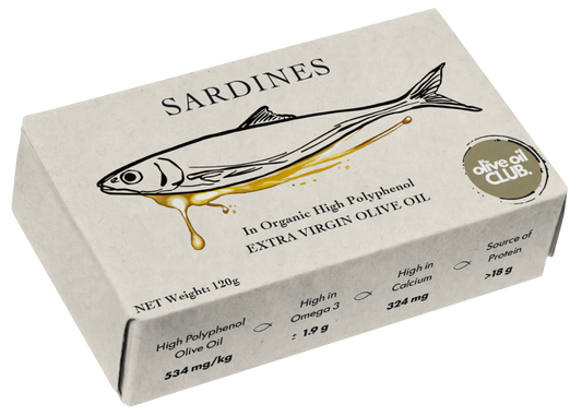Sardines in Organic, High Polyphenol Extra Virgin Olive Oil (PRE-ORDER only)